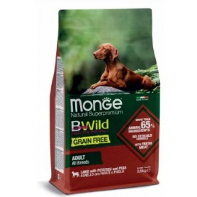 Monge BWild Grain Free Dog Adult All Breeds Agnello Patate e Piselli 2,5kg