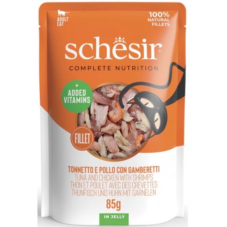 Schesir Bustine Complete Tonno Pollo e Gamberetti Jelly 85gr