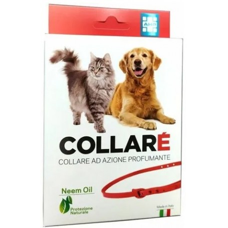 AHP Collare Naturale Olio di Neem Rosso Fragranza Fiorita per Cani e Gatti