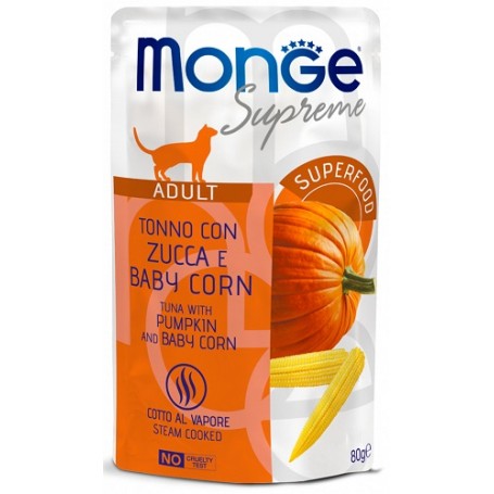 Monge Supreme Gatto Bustina Adult Tonno Zucca e Baby Corn 80gr