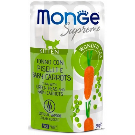 Monge Supreme Gatto Bustina Kitten Tonno Piselli e Baby Carrots 80gr
