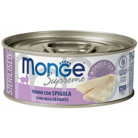 Monge Supreme Lattina Gatto Sterilised Tonno con Spigola 80gr