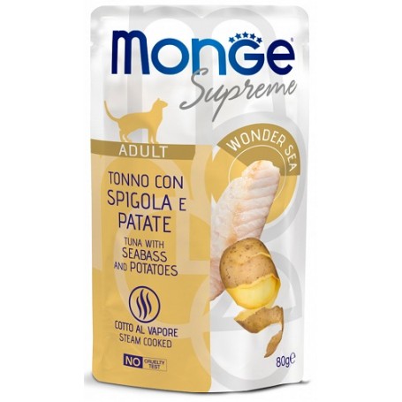 Monge Supreme Gatto Bustina Adult Tonno con Spigola e Patate 80gr