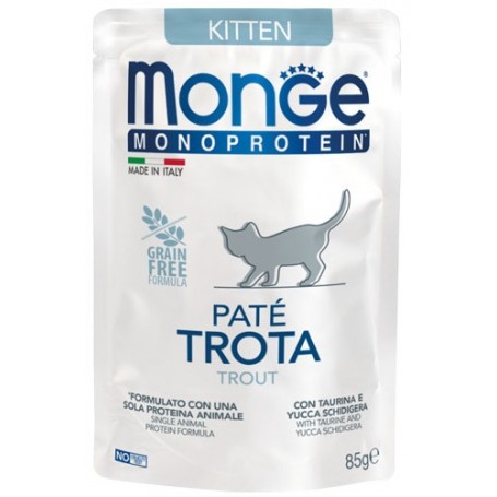 Monge Cat Bustine Patè Monoproteico Kitten Trota 85gr