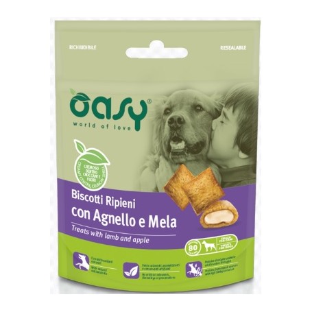 Oasy Snack Dog - Biscotti Ripieni con Agnello e Mela 80gr