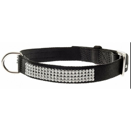 Collare Nylon Con Strass Nero 2x45Cm