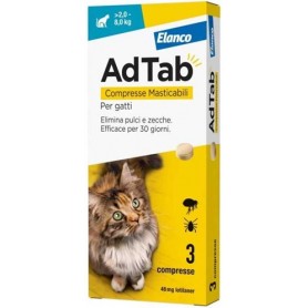 AdTabs 3 Compresse Antiparassitari Masticabili per Gatti da 2 a 8Kg