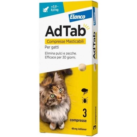 AdTabs 3 Compresse Antiparassitari Masticabili per Gatti da 2 a 8Kg