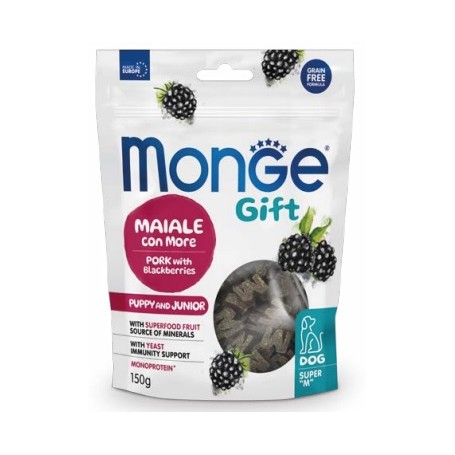 Monge Gift Super M Snack Dog Puppy and Junior Accrescimento Maiale con More 150gr