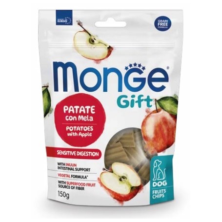 Monge Gift Snack Dog Fruits Chips Sensitive Digestion Patate con Mela 150gr