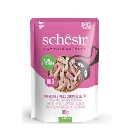 Schesir Bustine Complete Tonnetto e Pollo con Prosciutto Jelly 85gr