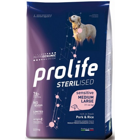 Prolife Dog Adult M/L Sterilizzato Sensitive Maiale e Riso 12Kg