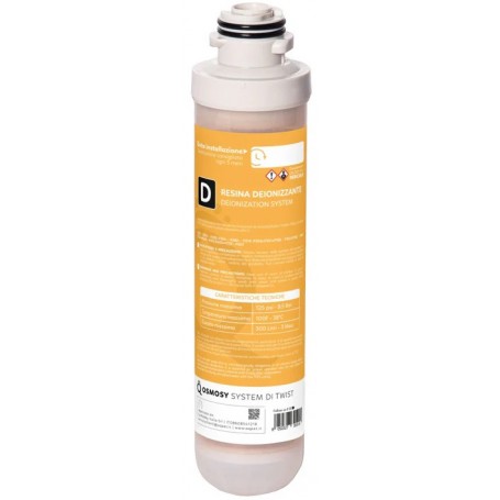 Aqpet Ricambio Cartuccia -D- Resina Impianto Osmosi Sgancio Rapido Twist