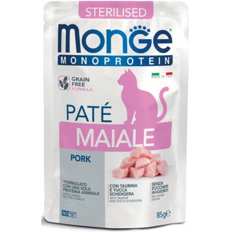 Monge Cat Bustine Patè Monoproteico Sterilised Maiale 85gr